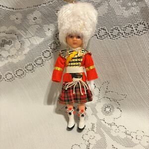 Vintage 60's Sleeping Eyes Scottish Celluloid Doll Christmas  Ornament - FLAW